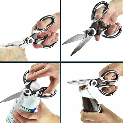 Kitchen Shears by BWFBWF - Lifetime Replacement Warranty- Includes Seafood Scissors As a Bonus - Heavy Duty Stainless Steel Multipurpose Ultra Sharp Utility Scissors