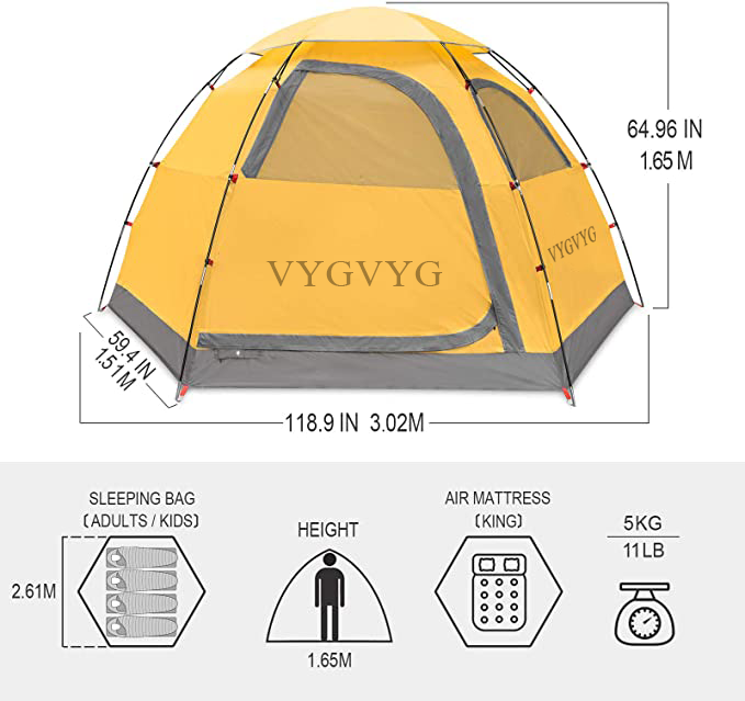 VYGVYG Outdoor Camping Tent 2/4 Person Waterproof Camping Tents Easy Setup Two/Four Man Tent Sun Shade 2/3/4 People