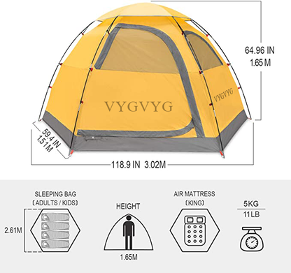 VYGVYG Outdoor Camping Tent 2/4 Person Waterproof Camping Tents Easy Setup Two/Four Man Tent Sun Shade 2/3/4 People