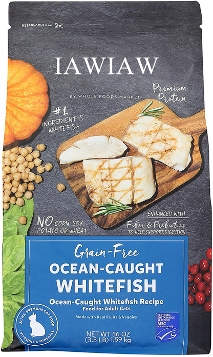 IAWIAW Pet food Grain-Free Adult Cat Food Ocean-Caught Whitefish Recipe 3.5 Pound