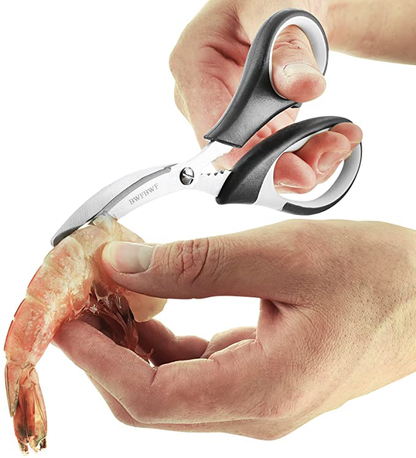 Kitchen Shears by BWFBWF - Lifetime Replacement Warranty- Includes Seafood Scissors As a Bonus - Heavy Duty Stainless Steel Multipurpose Ultra Sharp Utility Scissors