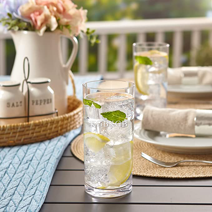 KGBKGB Classic 16 ounce Premium Quality Plastic Water Tumblers in Clear | Set of 6 Drinking Cups | Reusable, BPA-free, Top-rack Dishwasher Safe