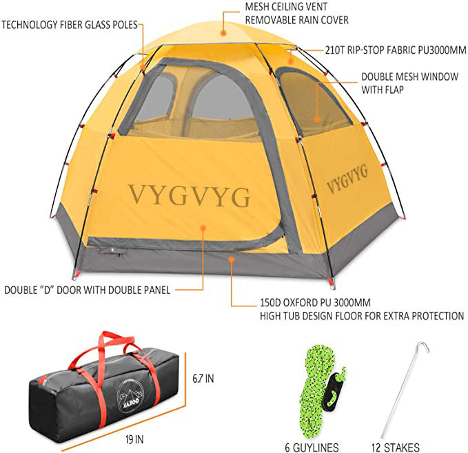 VYGVYG Outdoor Camping Tent 2/4 Person Waterproof Camping Tents Easy Setup Two/Four Man Tent Sun Shade 2/3/4 People