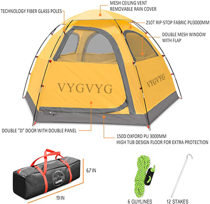 VYGVYG Outdoor Camping Tent 2/4 Person Waterproof Camping Tents Easy Setup Two/Four Man Tent Sun Shade 2/3/4 People