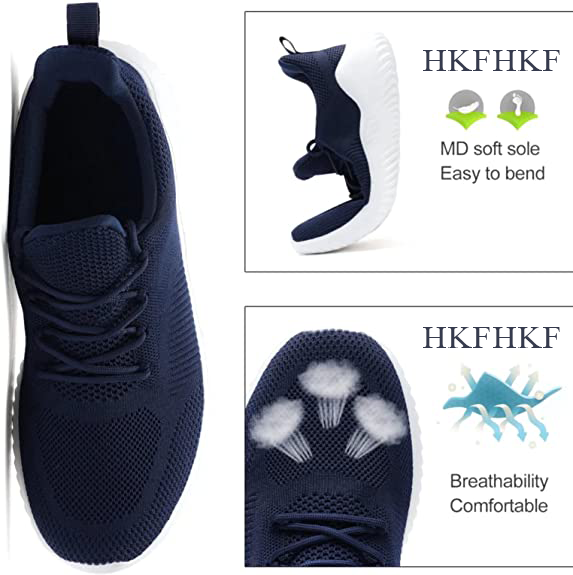 HKFHKF Men's Non Slip Running Shoes Ultra Light Breathable Casual Walking Shoes Fashion Sneakers Mesh Workout Sports Shoes