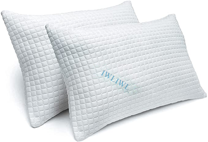 IWLIWL Memory Foam Pillows Queen Size Set of 2 - Cooling Bed Pillows for Sleeping for Stomach, Back and Side Sleeper - Firm Cool Shredded Memory Foam Pillows 2 Pack Queen Pillows Sets - Memory Pillow