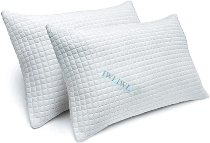 IWLIWL Memory Foam Pillows Queen Size Set of 2 - Cooling Bed Pillows for Sleeping for Stomach, Back and Side Sleeper - Firm Cool Shredded Memory Foam Pillows 2 Pack Queen Pillows Sets - Memory Pillow