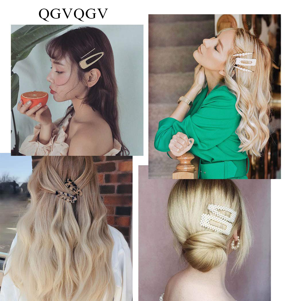 QGVQGV Hair clips Fashion Hair Clips Set, 20 PCS Pearls Hair Clips Acrylic Resin Hair Barrettes for Thick Hair,Hair Clip Hairpins for Women Girls Headwear Styling Tools