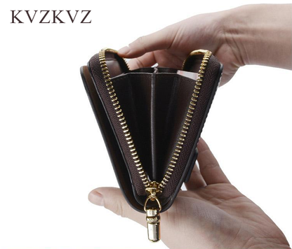 KVZKVZ RFID Front Pocket Slim Wallets- Genuine Leather Handmade Minimalist Credit Card Holder (Small, 01 Black Carbon)