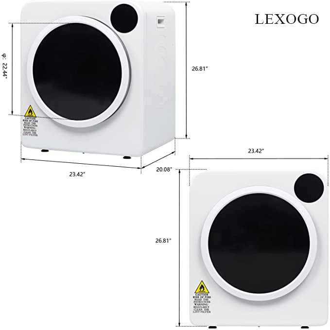 LEXOGO Compact Laundry Dryer Electric Portable Clothes Dryer Machine 2.6/3.5 cu.ft Capacity Front Load Compact Tumble Laundry Dryer with Stainless Steel Tub for Variety Drying Mode