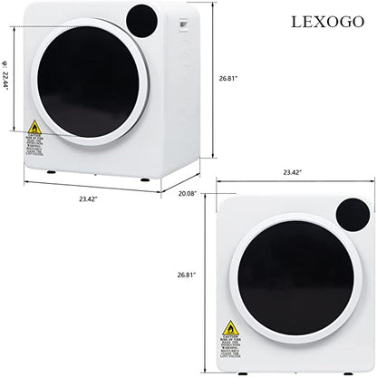 LEXOGO Compact Laundry Dryer Electric Portable Clothes Dryer Machine 2.6/3.5 cu.ft Capacity Front Load Compact Tumble Laundry Dryer with Stainless Steel Tub for Variety Drying Mode