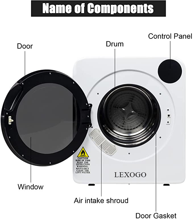 LEXOGO Compact Laundry Dryer Electric Portable Clothes Dryer Machine 2.6/3.5 cu.ft Capacity Front Load Compact Tumble Laundry Dryer with Stainless Steel Tub for Variety Drying Mode