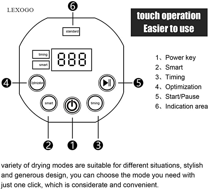 LEXOGO Compact Laundry Dryer Electric Portable Clothes Dryer Machine 2.6/3.5 cu.ft Capacity Front Load Compact Tumble Laundry Dryer with Stainless Steel Tub for Variety Drying Mode