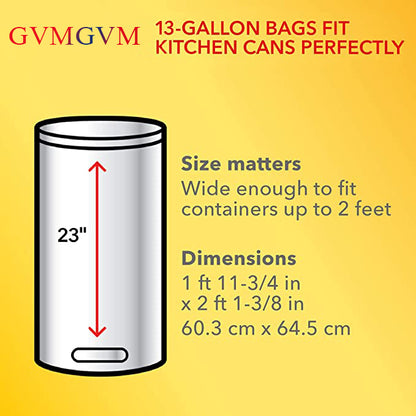 GVMGVM  Tall Kitchen Drawstring Trash Bags, 13 Gal, Fresh Clean Scent with Febreze, 110 Ct
