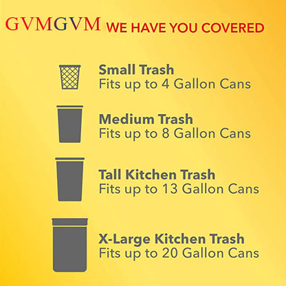GVMGVM  Tall Kitchen Drawstring Trash Bags, 13 Gal, Fresh Clean Scent with Febreze, 110 Ct