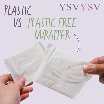 YSVYSV Organic Cotton Cover Pads, Cruelty-Free, Menstrual Overnight Pads for Women, Unscented, Breathable, Vegan, Natural Sanitary Napkins with Wings