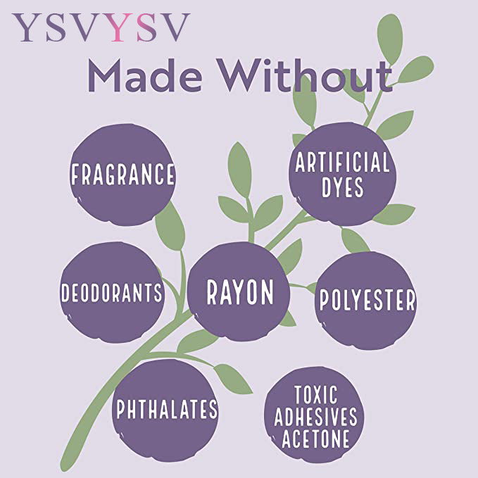 YSVYSV Organic Cotton Cover Pads, Cruelty-Free, Menstrual Overnight Pads for Women, Unscented, Breathable, Vegan, Natural Sanitary Napkins with Wings