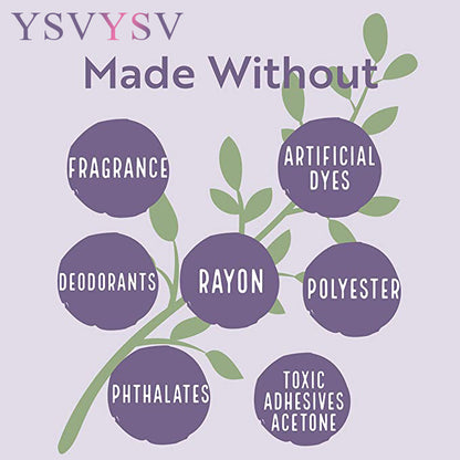 YSVYSV Organic Cotton Cover Pads, Cruelty-Free, Menstrual Overnight Pads for Women, Unscented, Breathable, Vegan, Natural Sanitary Napkins with Wings