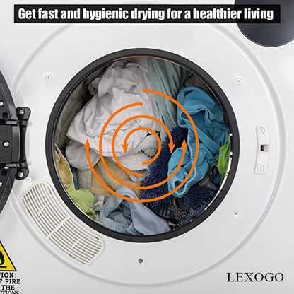 LEXOGO Compact Laundry Dryer Electric Portable Clothes Dryer Machine 2.6/3.5 cu.ft Capacity Front Load Compact Tumble Laundry Dryer with Stainless Steel Tub for Variety Drying Mode